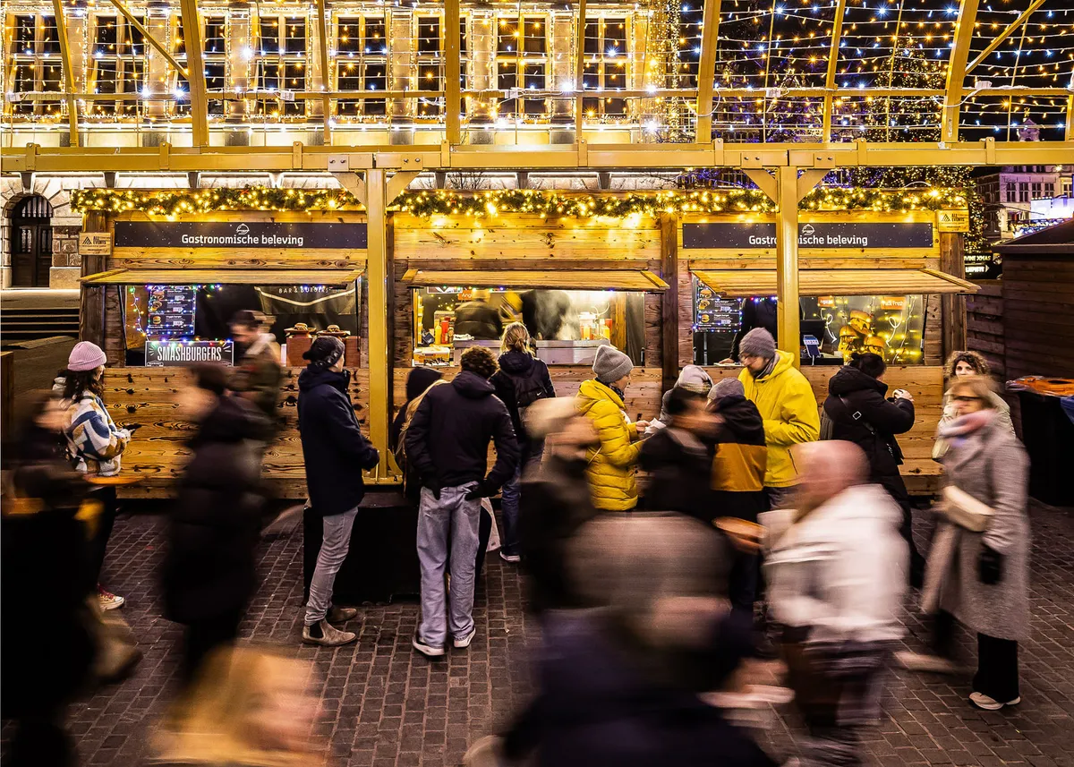 Pop-up restaurant dining area in Event Barn structure