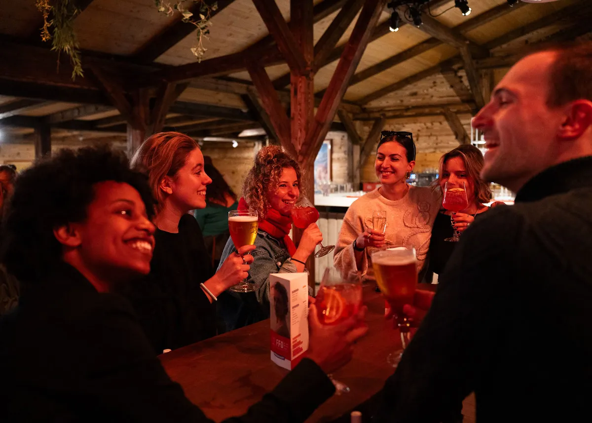 Private estate celebration in decorated Modubarn structure