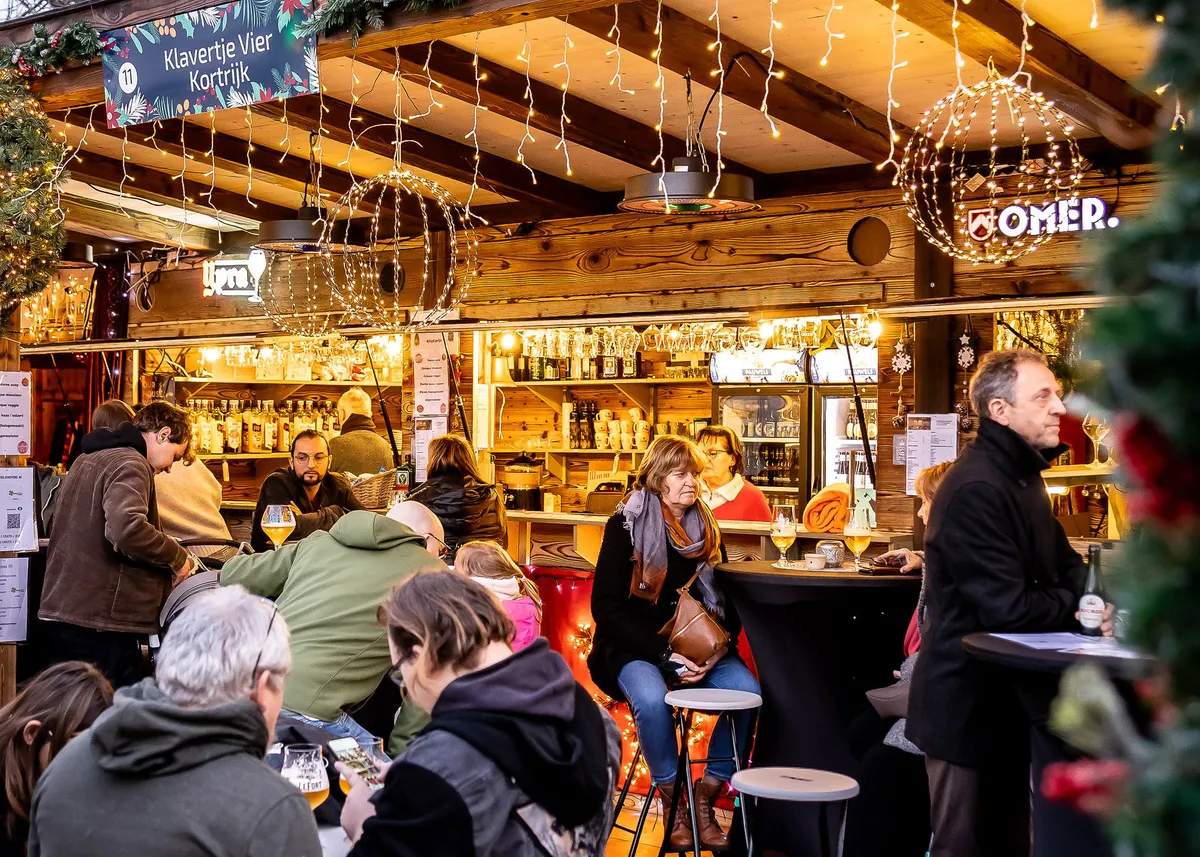 Farmers market with produce vendors in Flexcubes
