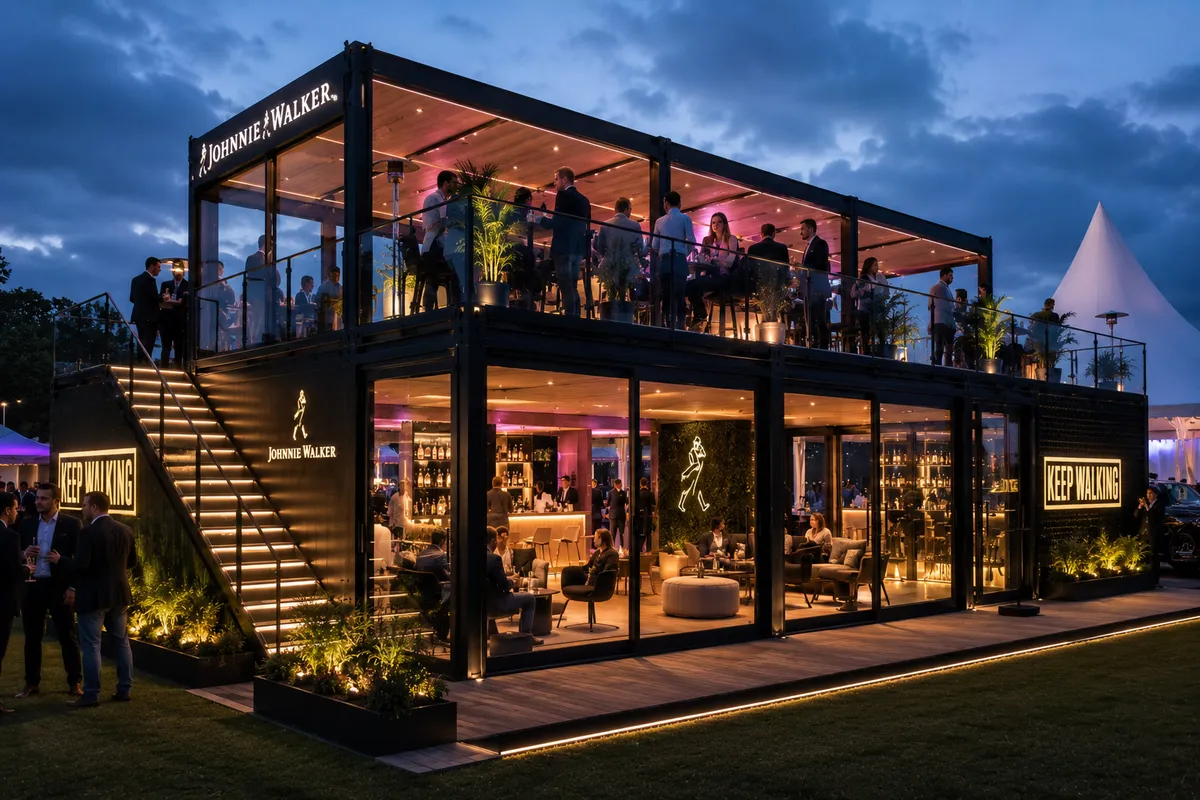 Product launch setting inside a bespoke rustic structure