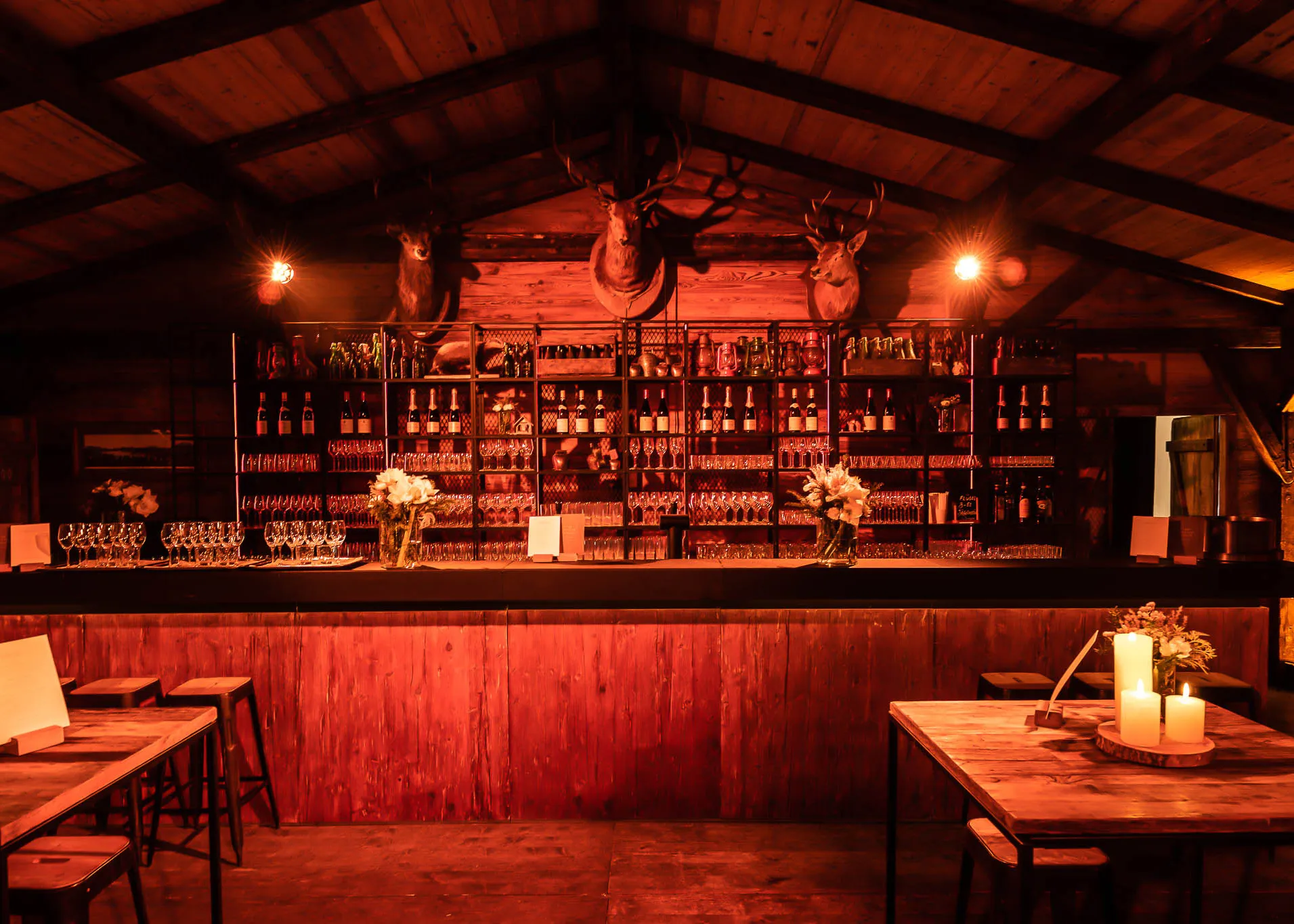 Rustic event space with flexible seating arrangements