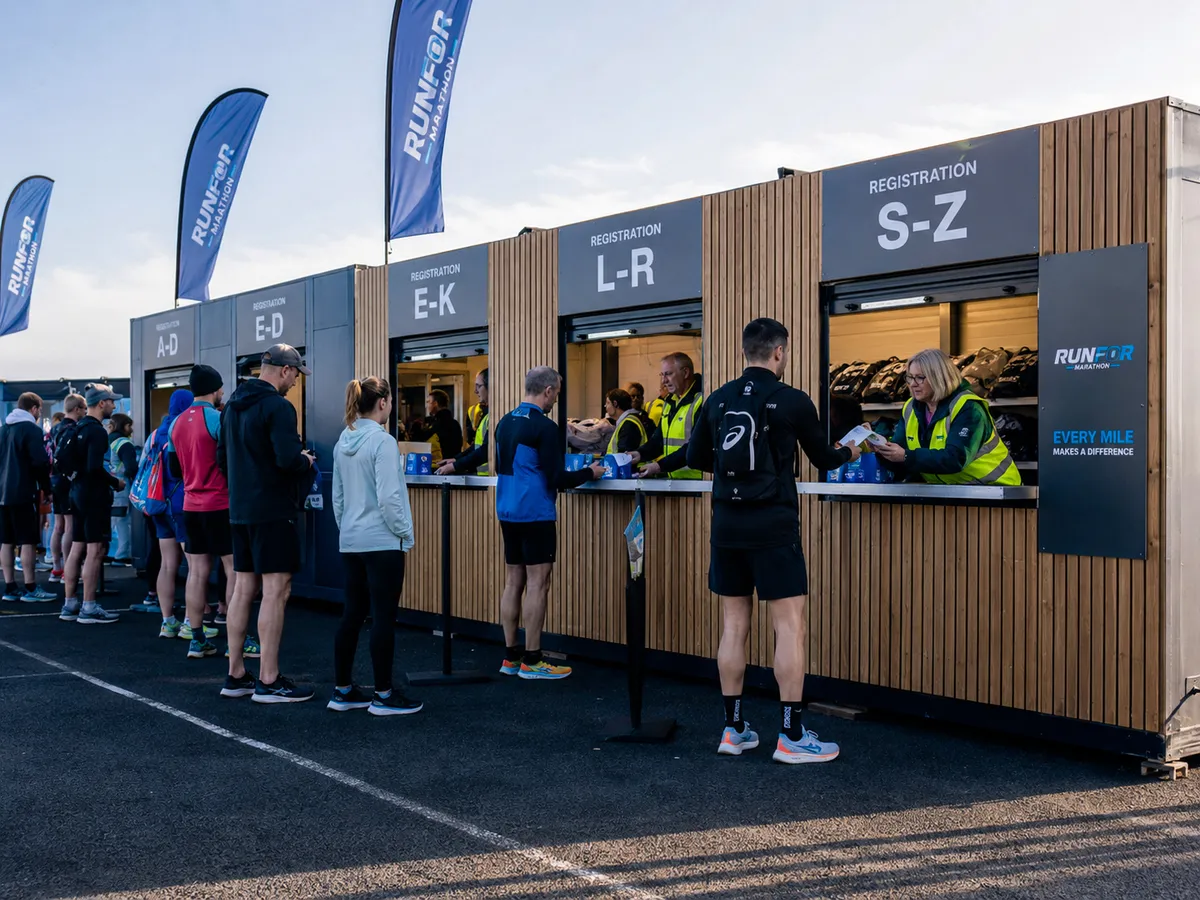 Registration and team base units at a sports event