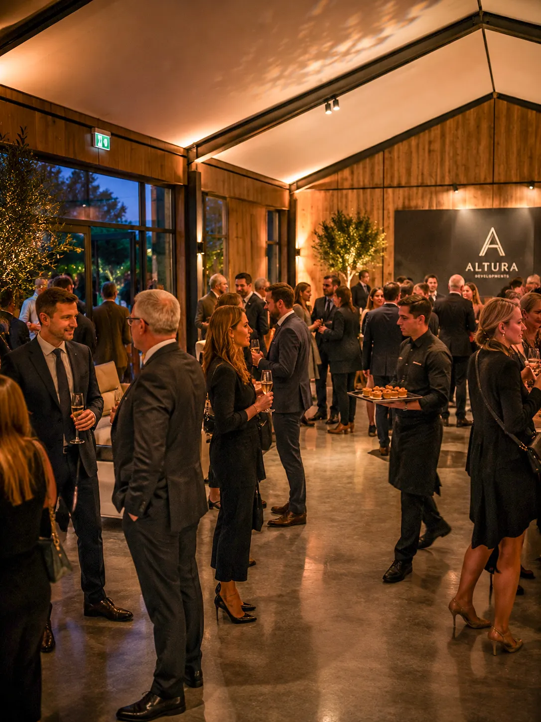 Corporate event held inside a spacious rustic barn venue